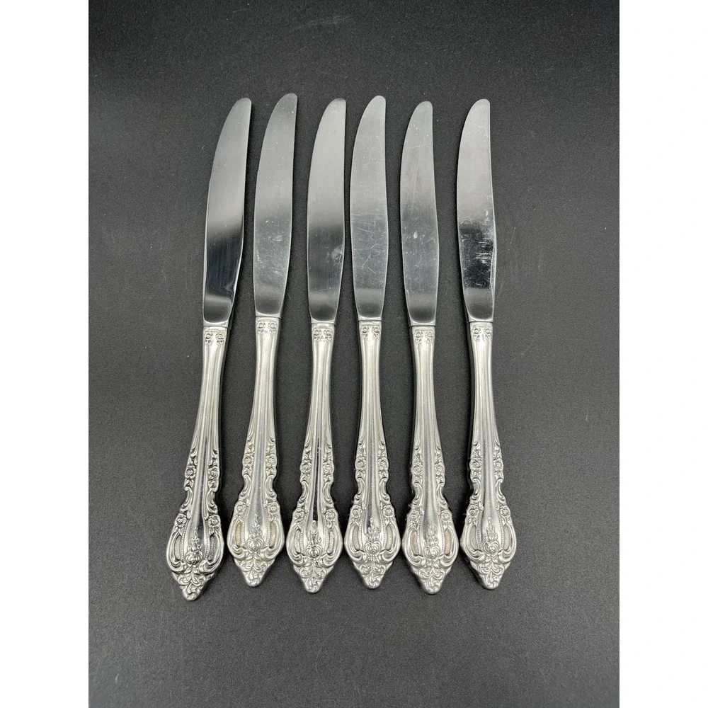 Dinner knife Set Brahms Stainless Distinction Plus By Oneida Silver 6 Pieces